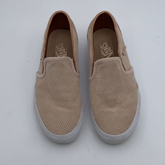 Vans woman’s dusty rose pink Perforated Slip-On Suede leather shoes size 7.5 - Picture 3 of 10